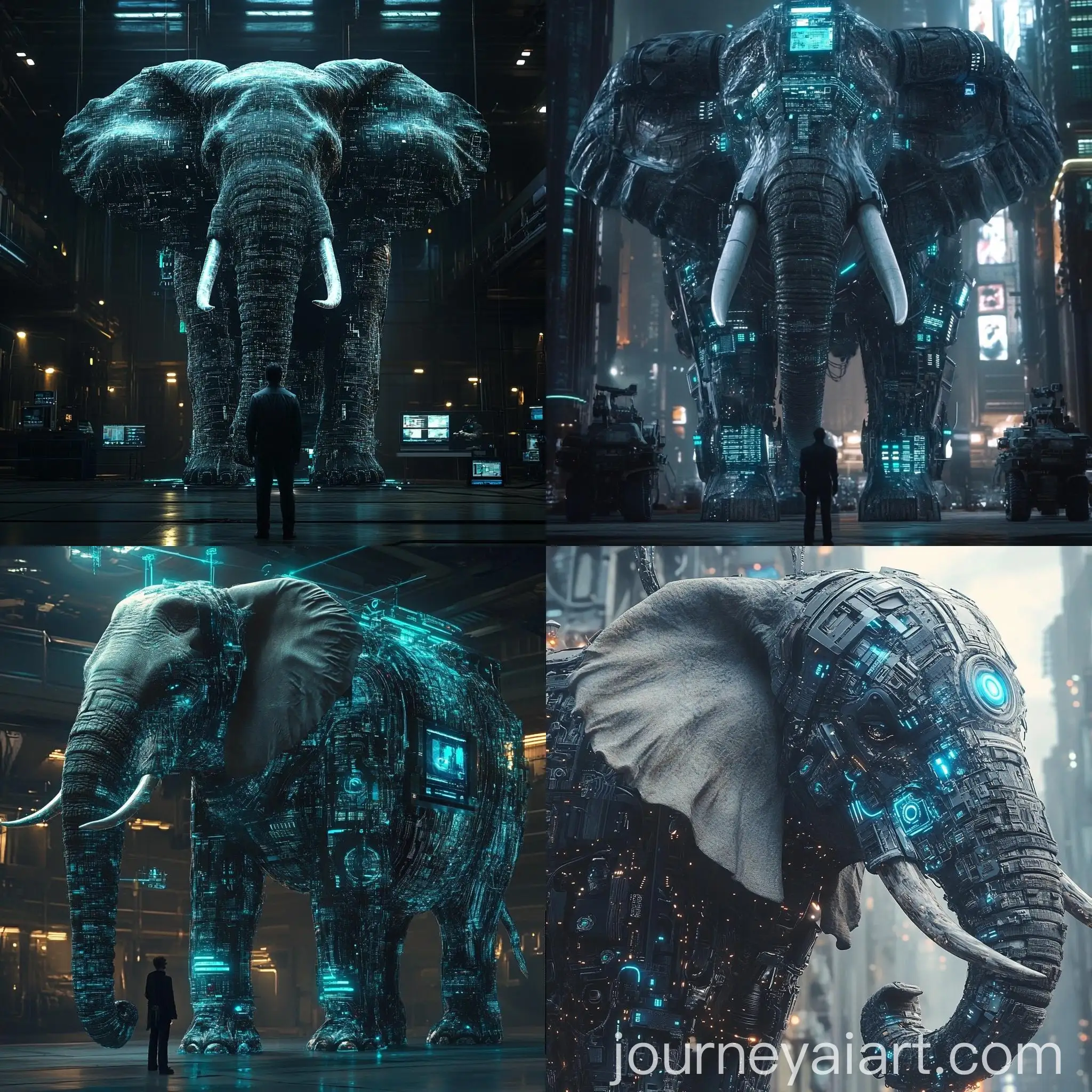 Cyberpunk-Elephant-Artificial-Intelligence-in-Virtual-Reality-Space