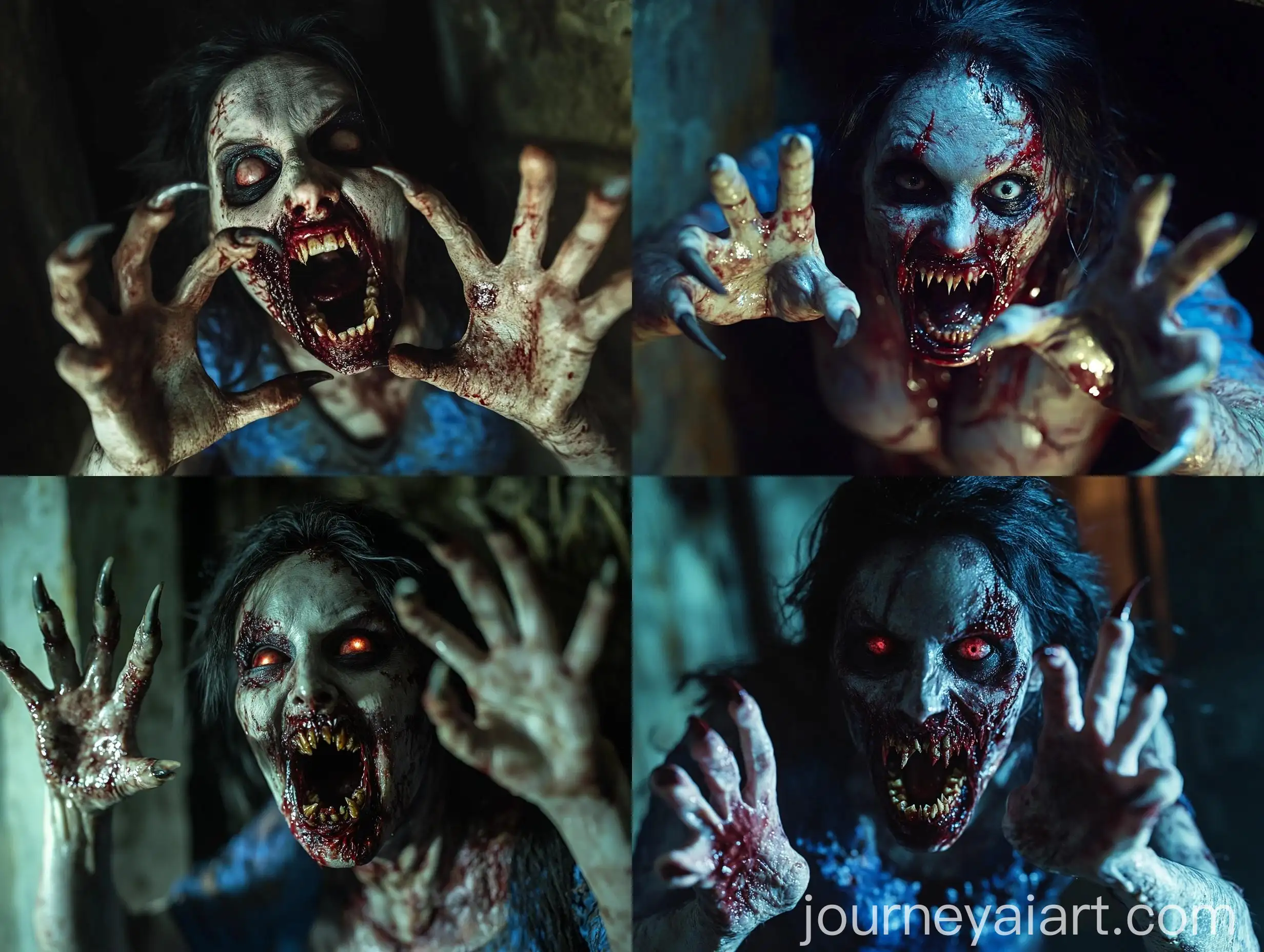 Terrifying-Zombie-Woman-with-Fangs-in-Abandoned-Crypt