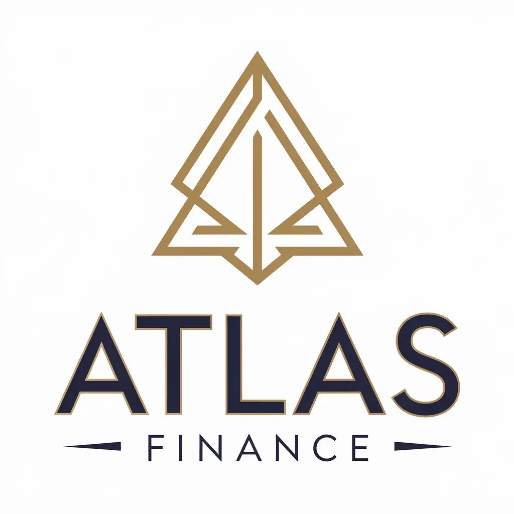 LOGO Design for ATLAS Minimalist Finance Company with Geometric Symbol Deep Blue Gold