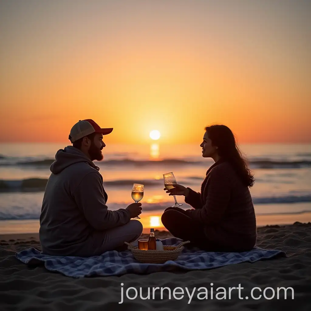 Couple-Enjoying-a-Sunset-Picnic-on-the-Beach