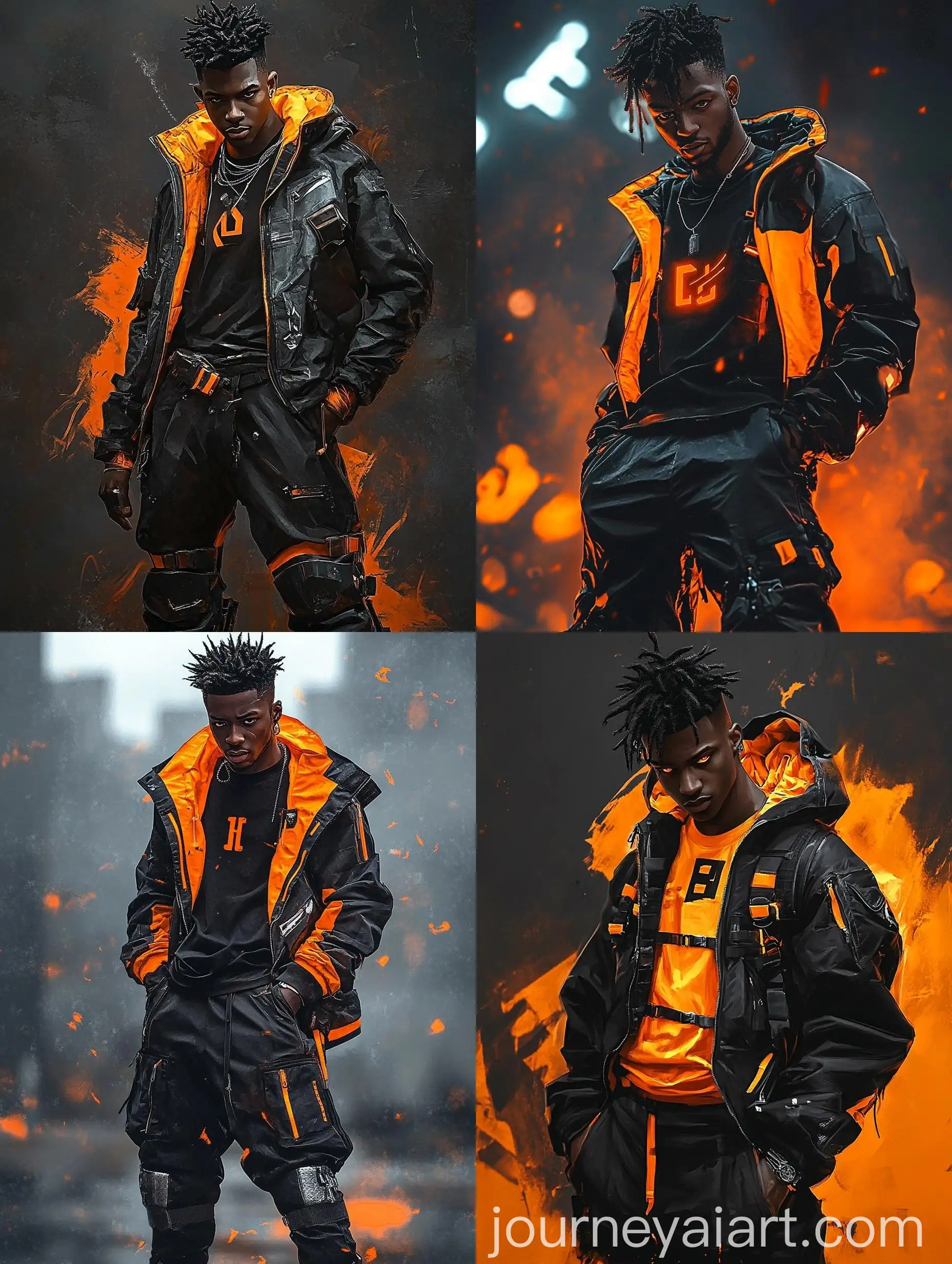 Young-Black-Man-in-Cyberpunk-Street-Clothes-with-Intense-Expression