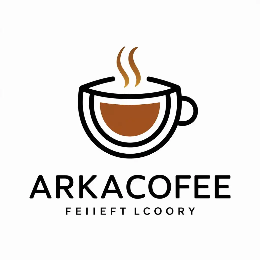 a vector logo design,with the text "ArkaCofee", main symbol:coffee cup,complex,be used in Others industry,clear background