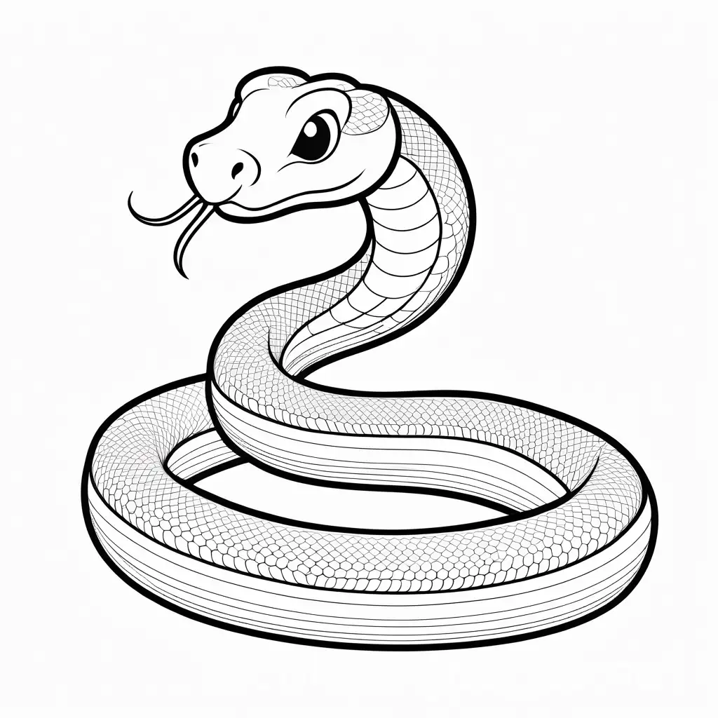 Cartoon-Snake-Coloring-Page-with-Simple-Line-Art-on-White-Background