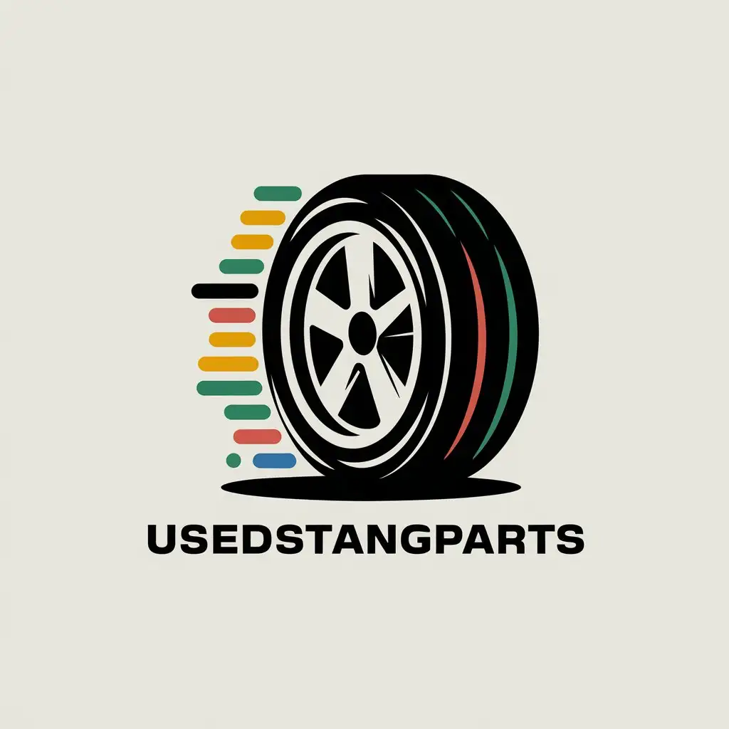 LOGO Design for UsedStangParts Modern Mustang Tyre with Speed Trail in Vector Style