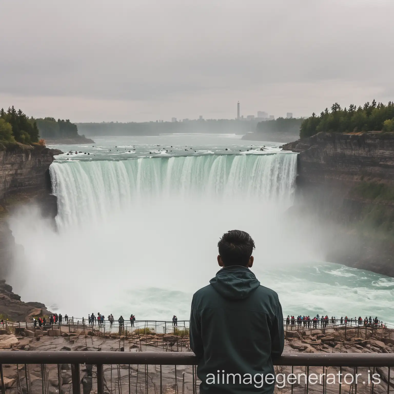 Indian-Male-Tourist-Admiring-Niagara-Falls-Canada