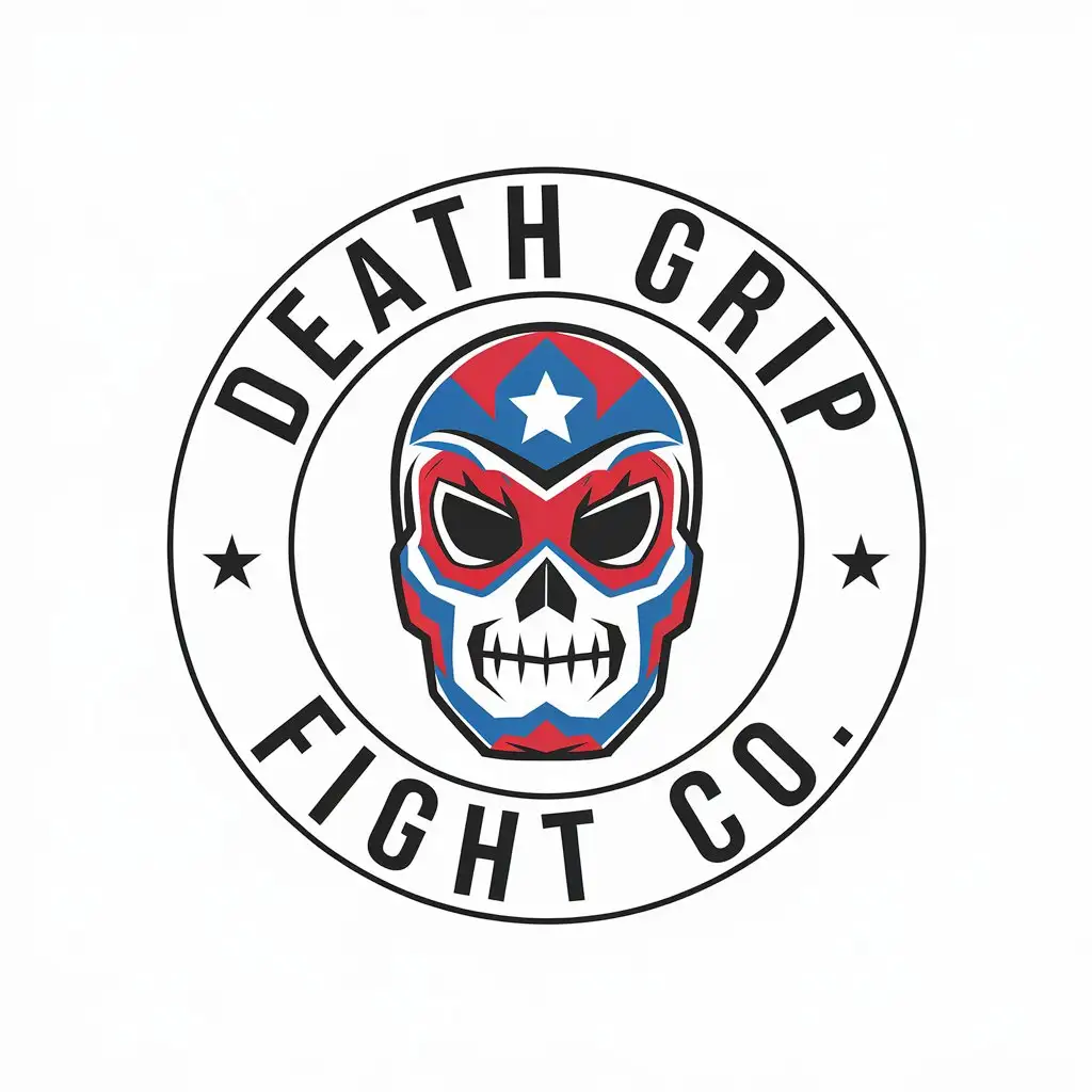 LOGO Design for Death Grip Fight Co Luchadore Mask with Skull Symbol in Sports Fitness Theme