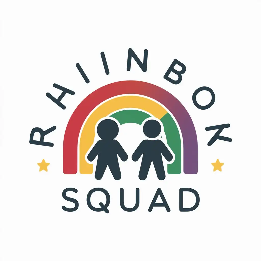 a vector logo design,with the text "Rainbow squad", main symbol:Rainbow boy girl,Moderate,be used in Education industry,clear background