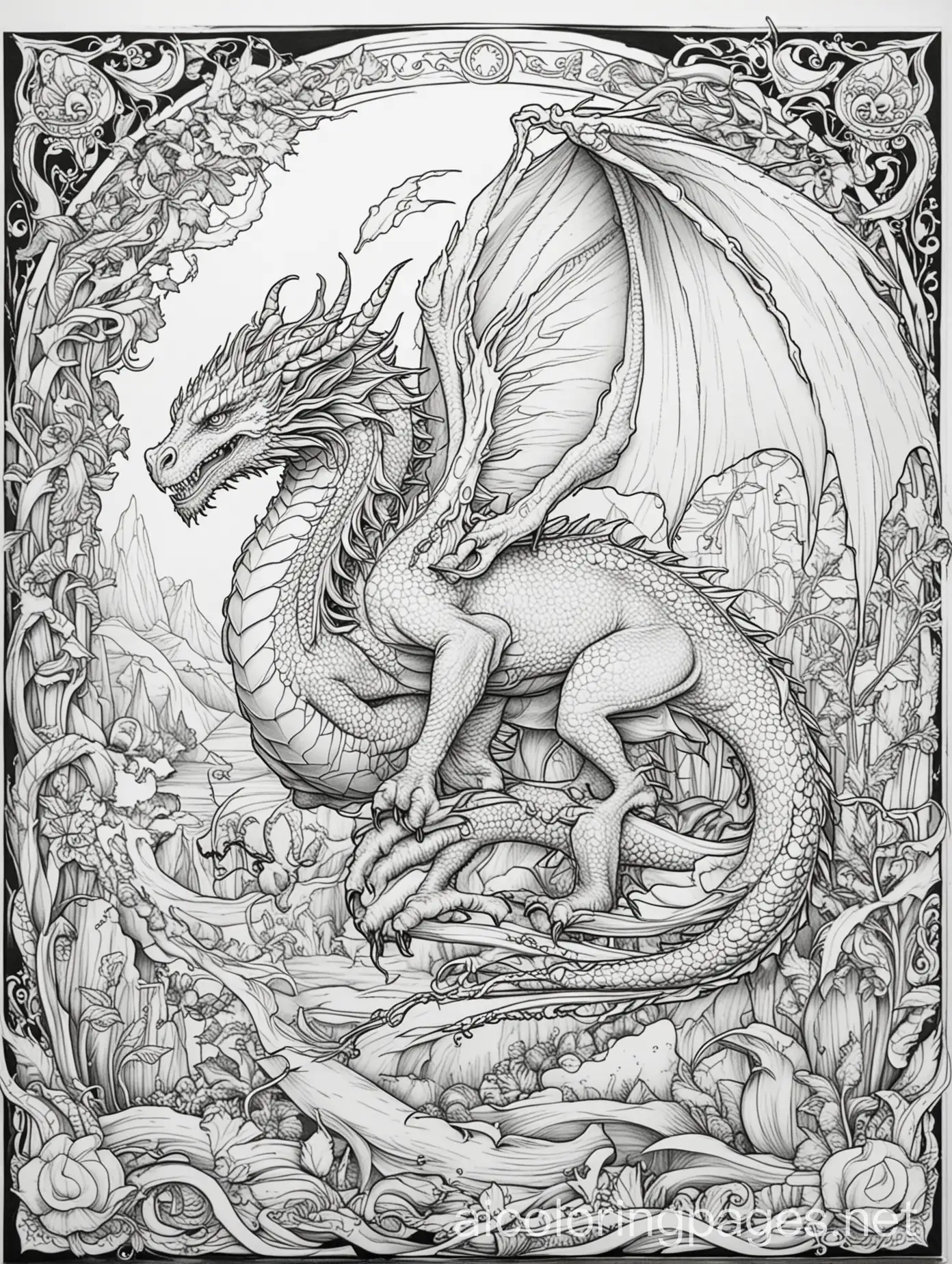 Mythical-Creatures-Coloring-Pages-Fairies-Riding-Dragons