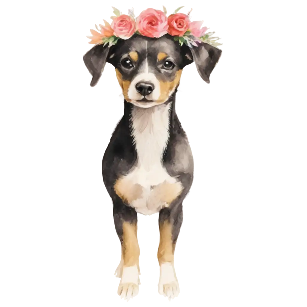 Watercolour-Dog-with-Flowers-PNG-Vibrant-and-Elegant-Image-for-Creative-Projects