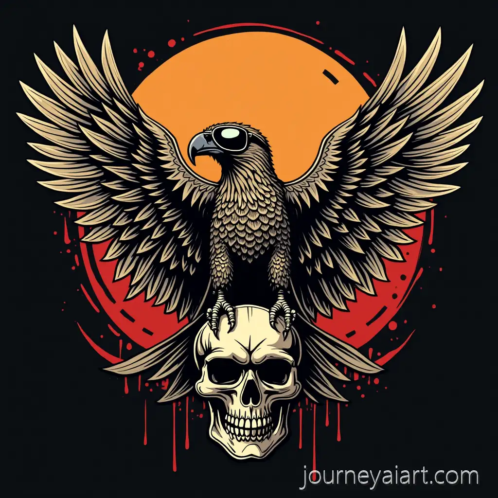 Chevron-Military-Hawk-in-Glasses-with-Large-Skull-Below