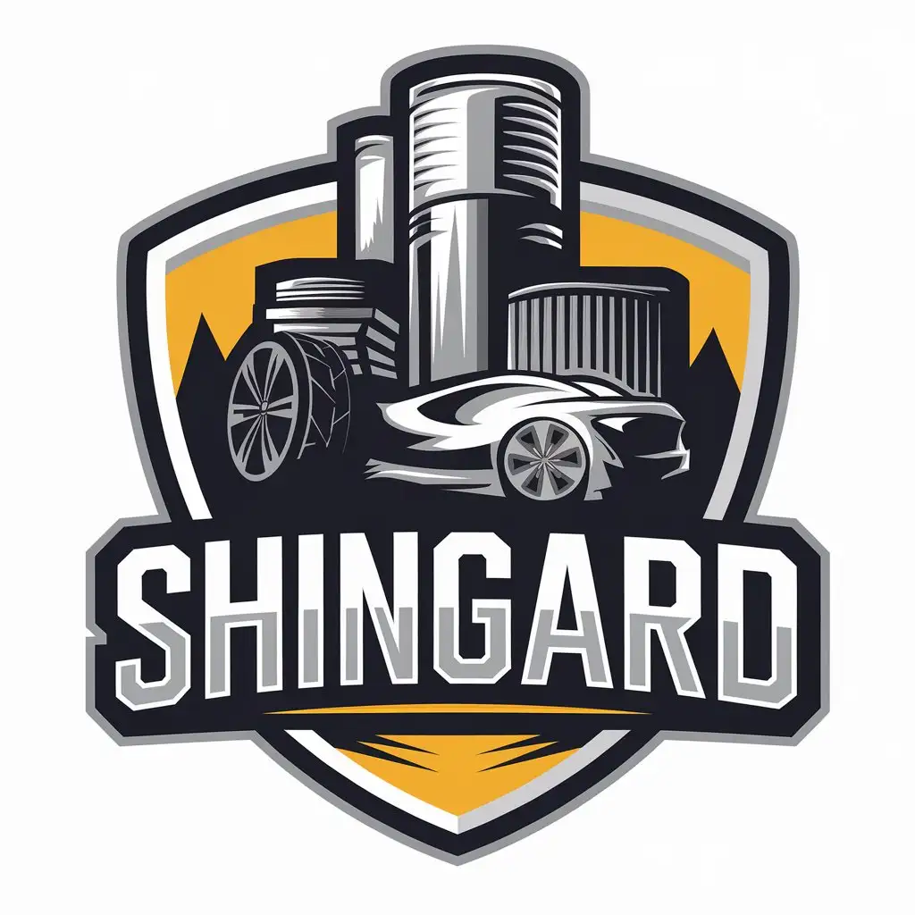 a vector logo design,with the text "Shingard", main symbol:Auto parts,complex,be used in Automotive industry,clear background