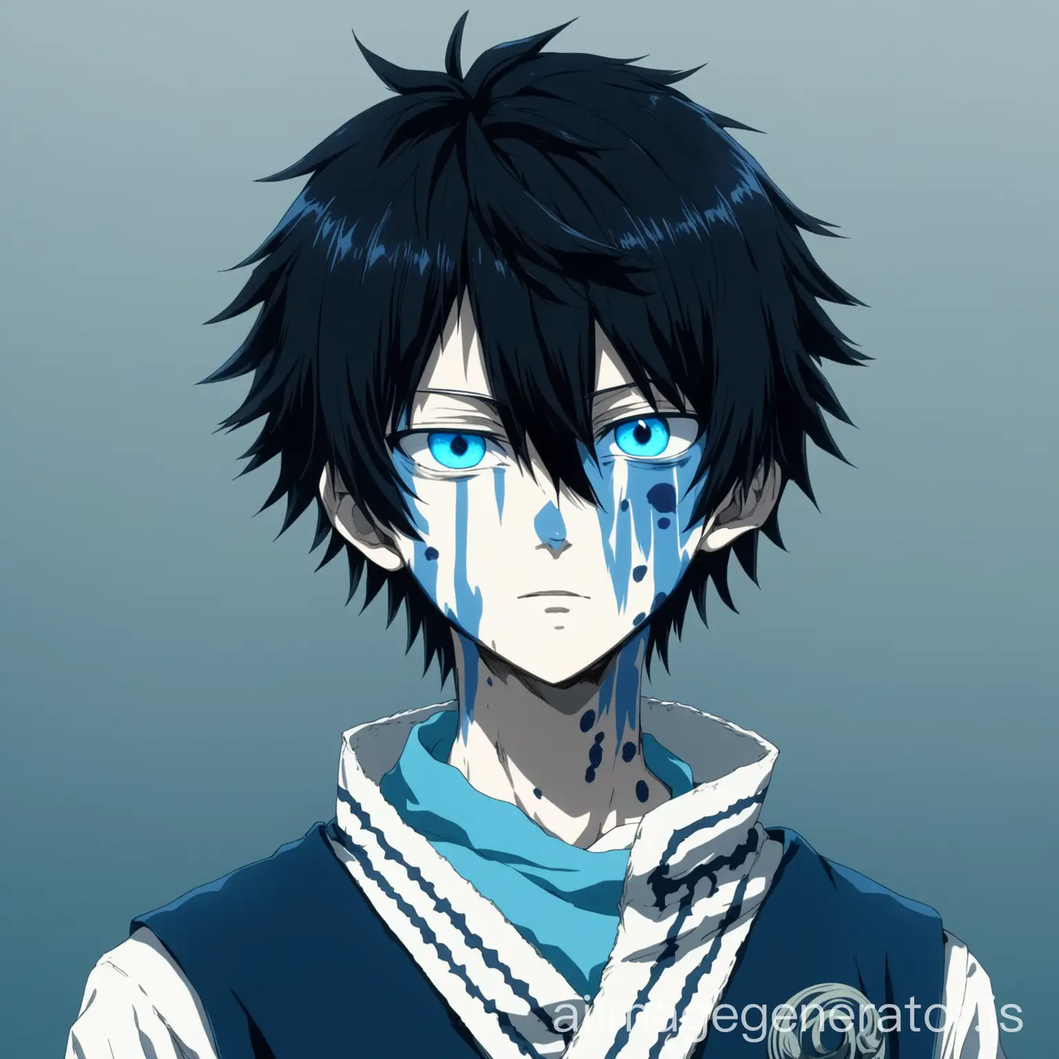 Anime-Character-Daiki-AI-Image-Prompt-Expansion-Mysterious-Teenage-Male-with-Blue-Eyes-and-Unique-Markings