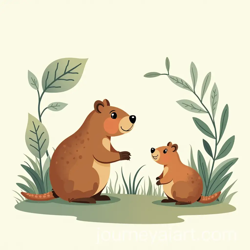 Capybara-Family-with-Environmental-Technology-Elements-and-Abstract-Background