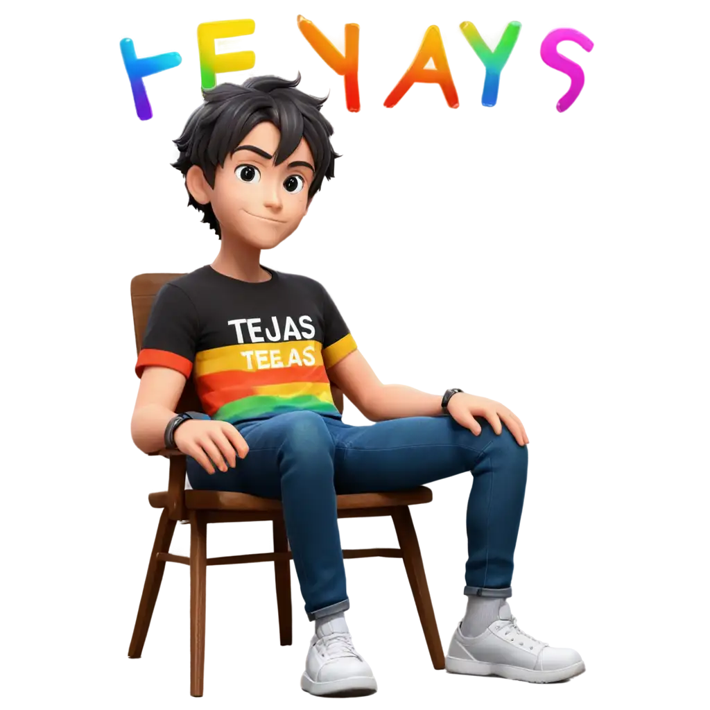 HighQuality-PNG-Image-of-a-3D-Anime-Boy-in-TEJAS-TShirt-with-Rainbow-Colors