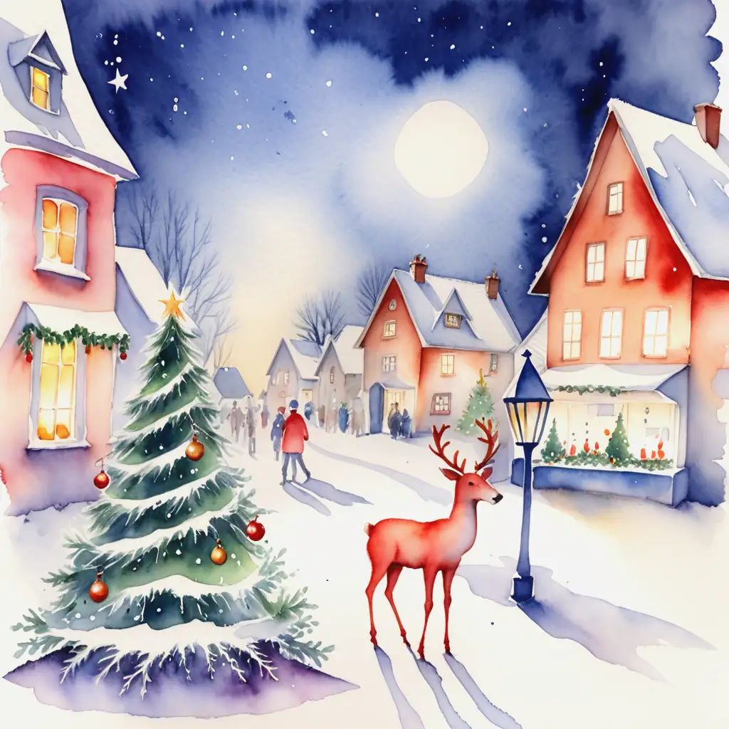 Enchanting Winter Wonderland Christmas in Watercolor