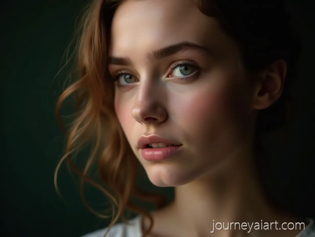 Closeup-Portrait-of-an-Irish-Girl-with-Dark-Background-and-Realistic-Brow-Artistry