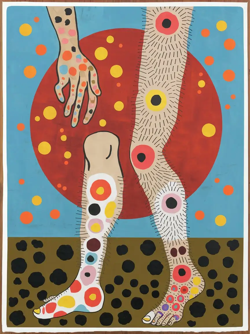 Abstract-Conceptual-Art-Featuring-Hair-on-Legs-and-Hands-Inspired-by-Mondrian-and-Kusama