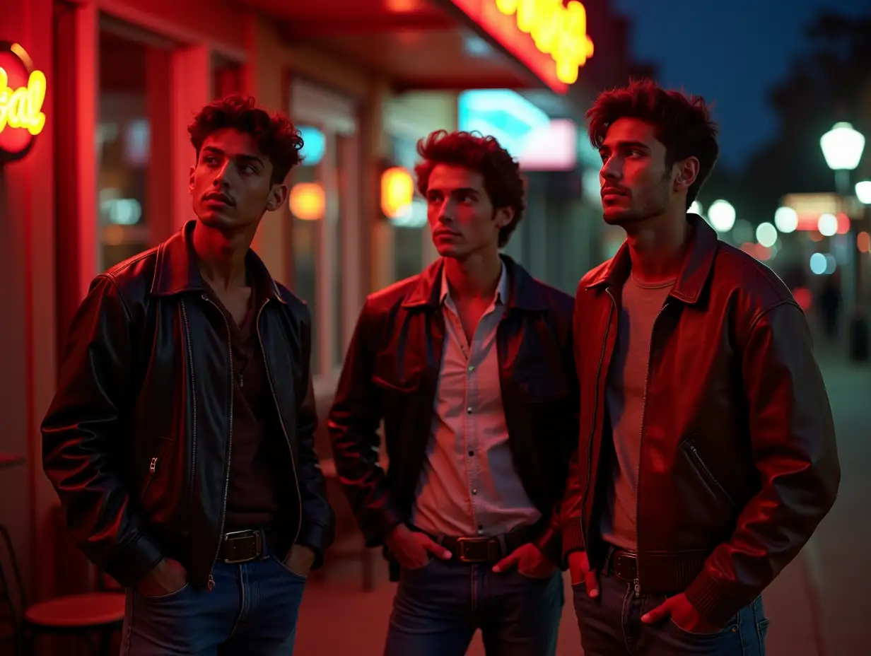 Young-Men-in-1960s-New-Orleans-at-Night-Leather-Jackets-and-Neon-Lights