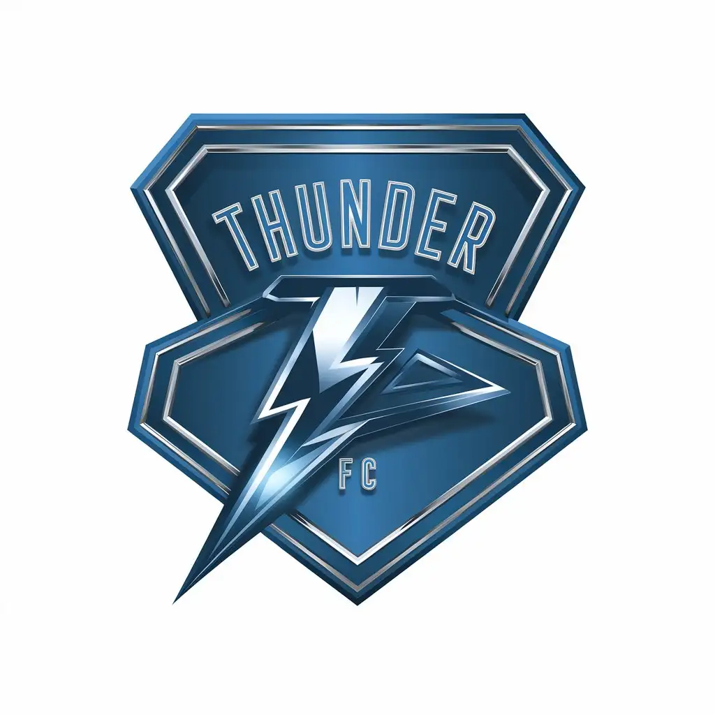 LOGO-Design-for-Thunder-FC-Team-Badge-with-Lightning-Theme-in-Manchester-City-Colors