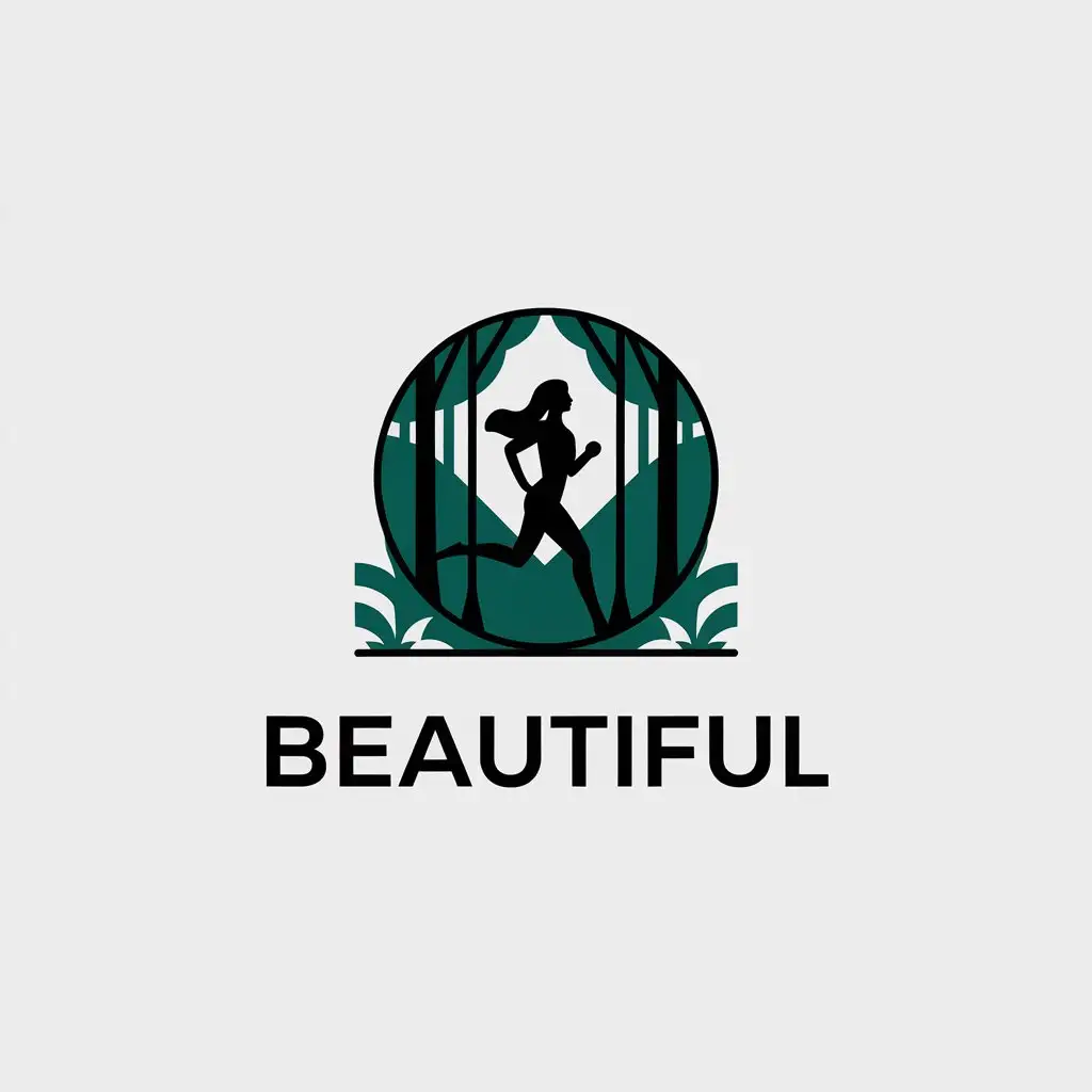 LOGO Design for Beautiful Minimalist Running Woman in Forest for Retail Industry