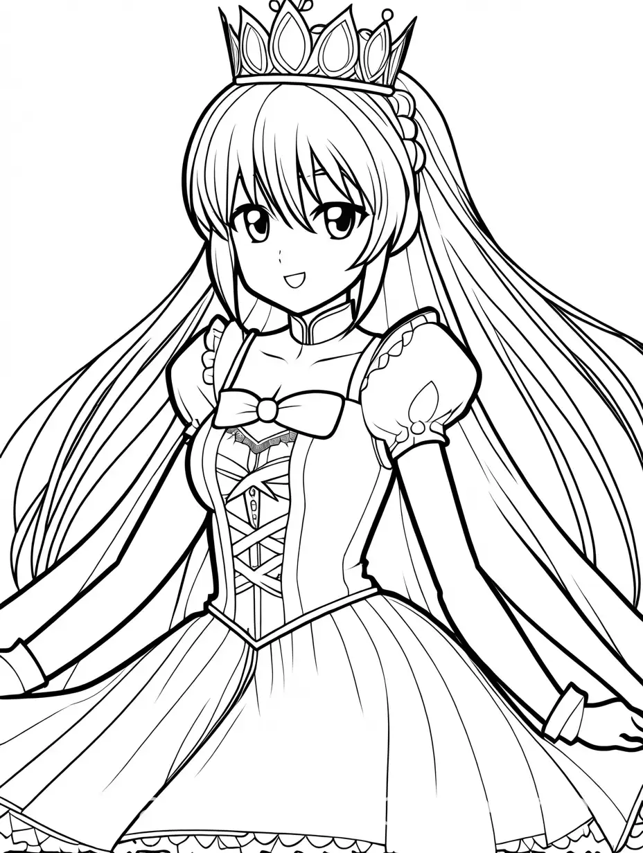 Princess-Nyaruko-Coloring-Page-with-Simplistic-Line-Art