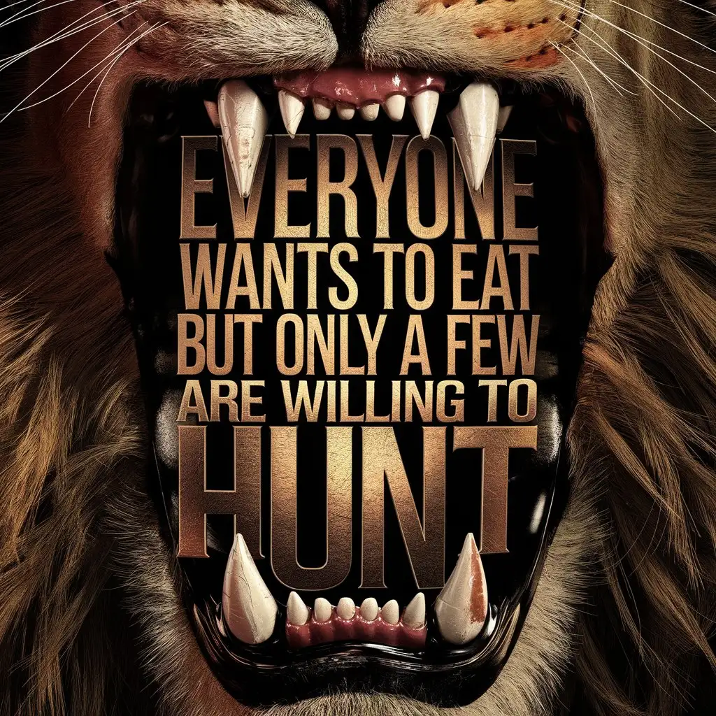 Fierce-Lion-and-Bold-Typography-Everyone-Wants-to-Eat-but-Only-a-Few-Are-Willing-to-Hunt