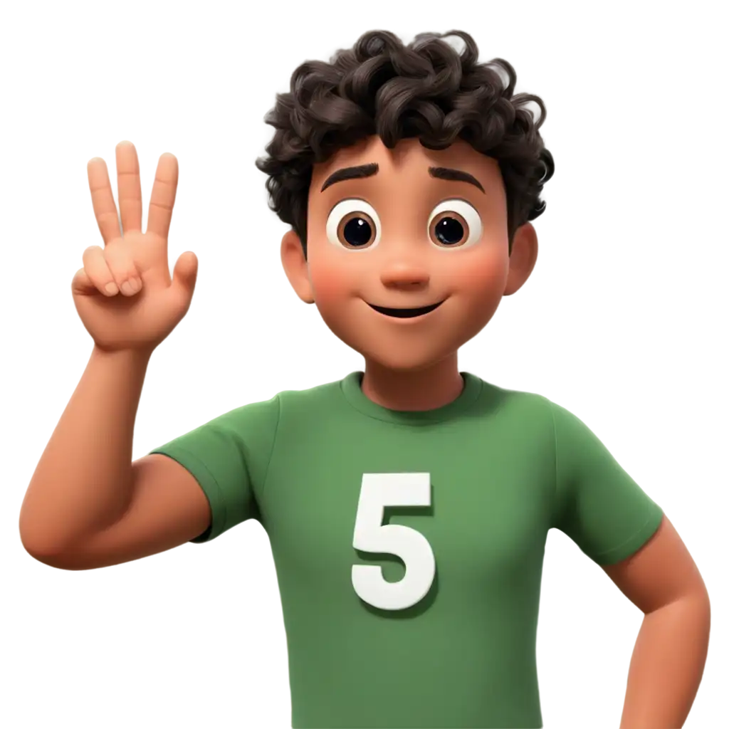 Animated-Male-Kid-Holding-Just-Number-5-PNG-Image-Creative-Concept-for-Visual-Content