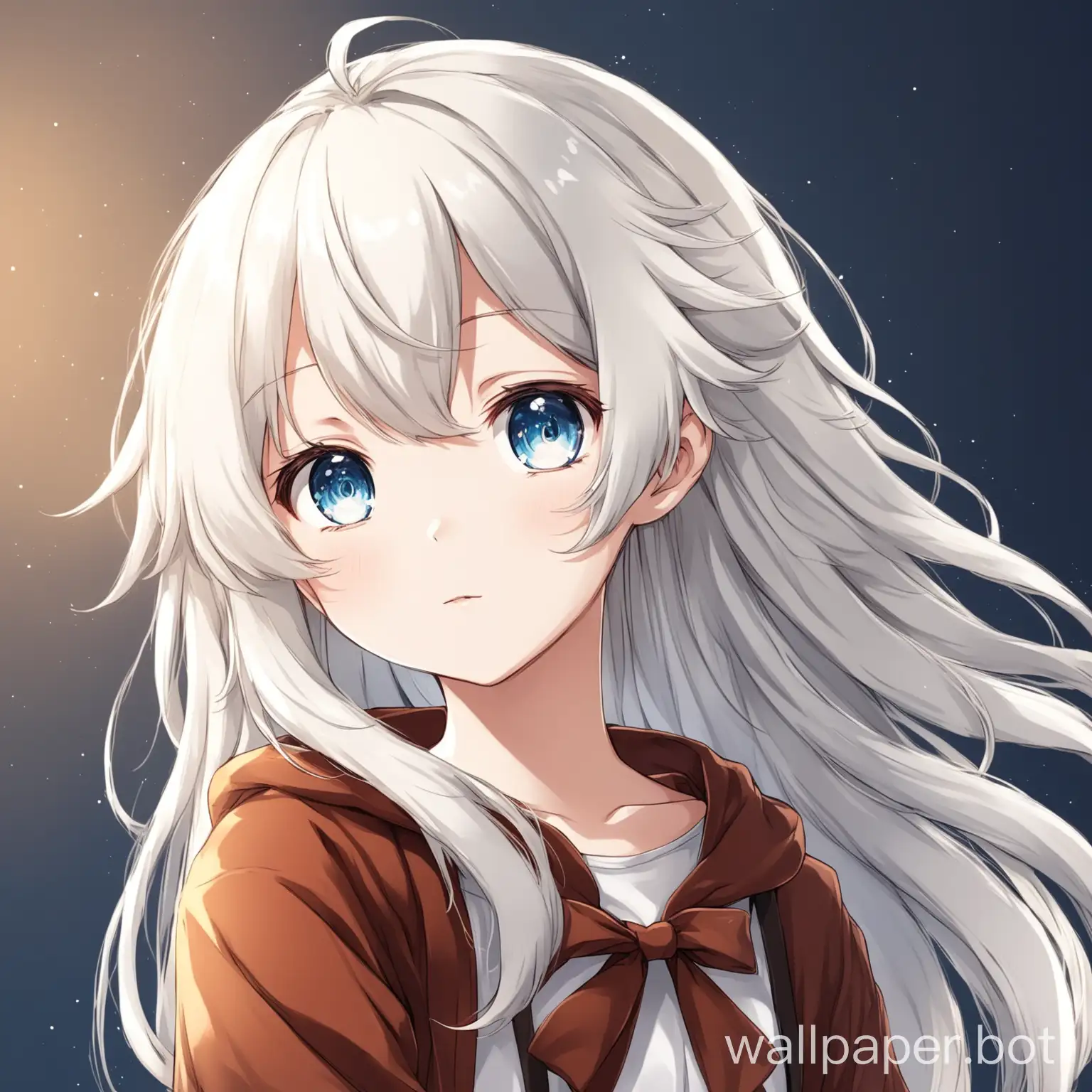 Anime girl whitw haired cute