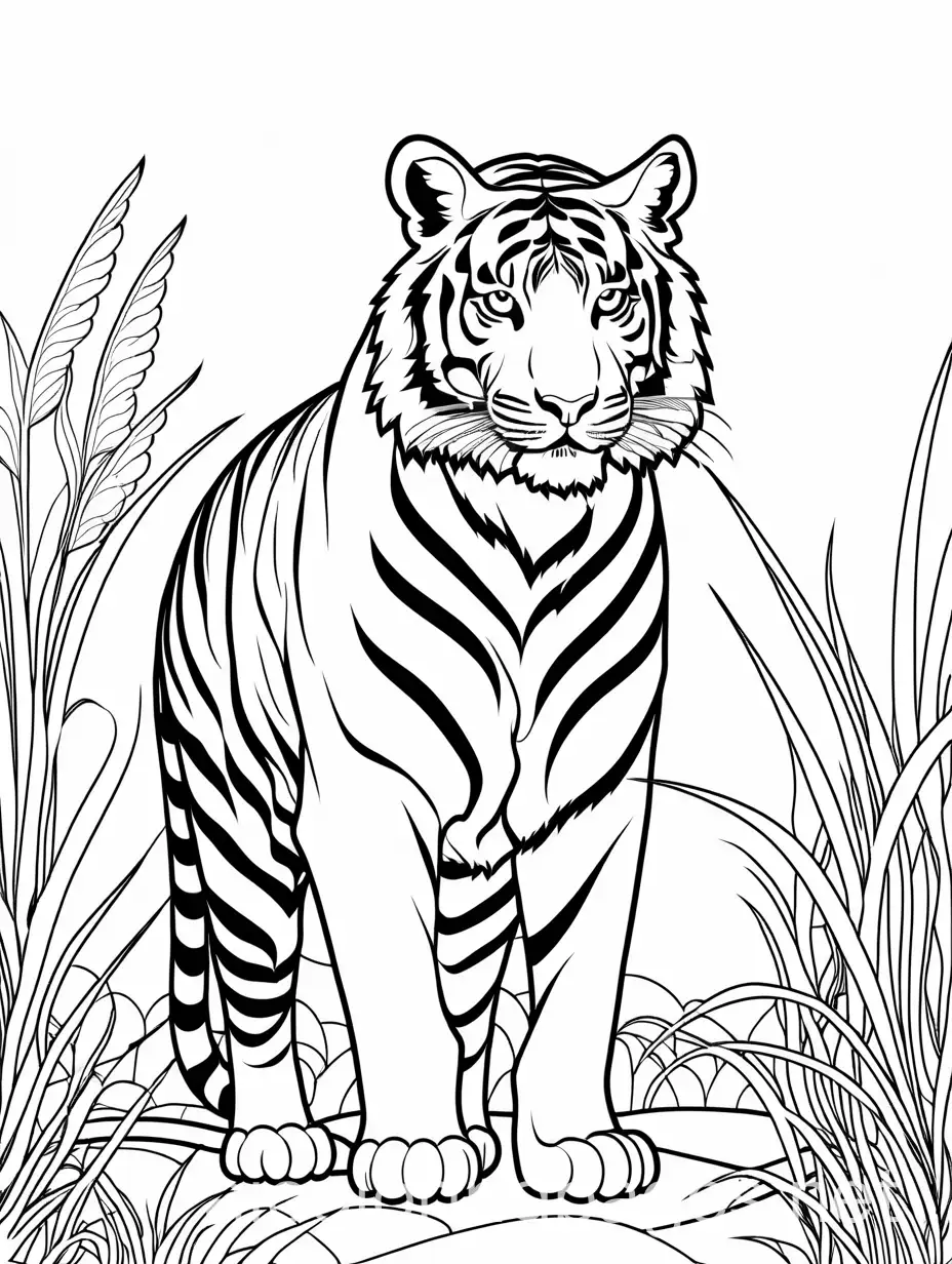 Simple-Tiger-Coloring-Page-for-Kids-with-Ample-White-Space