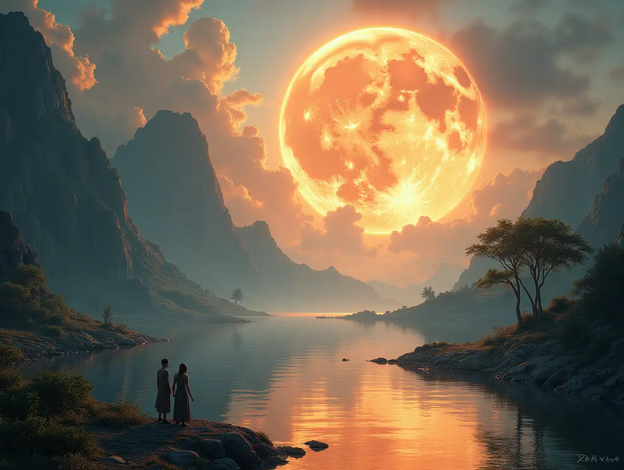 Create for me a photorealistic image of Paradise on another planet