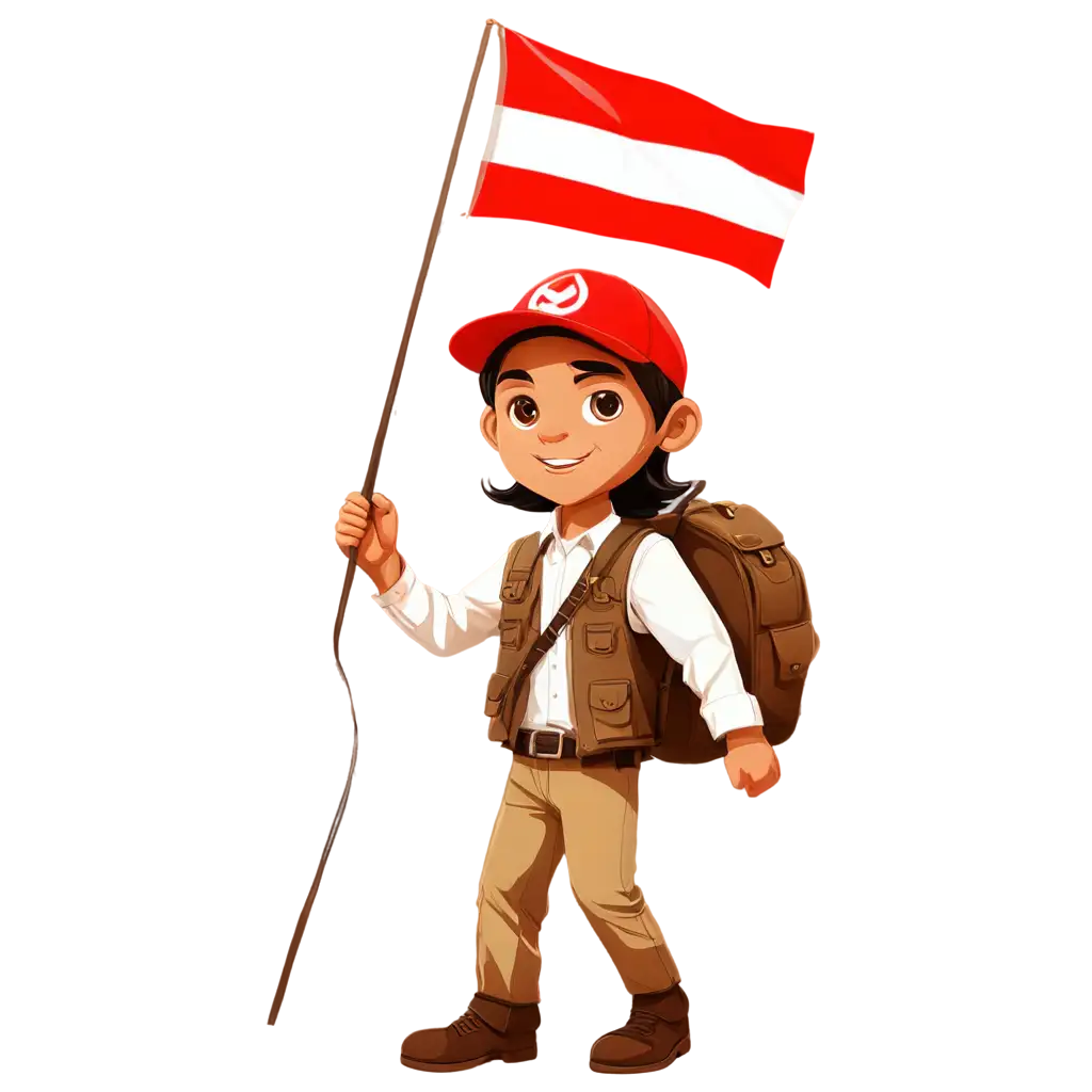 Indonesian-Cartoon-Freedom-Fighter-Carrying-Red-and-White-Flag-PNG-Image