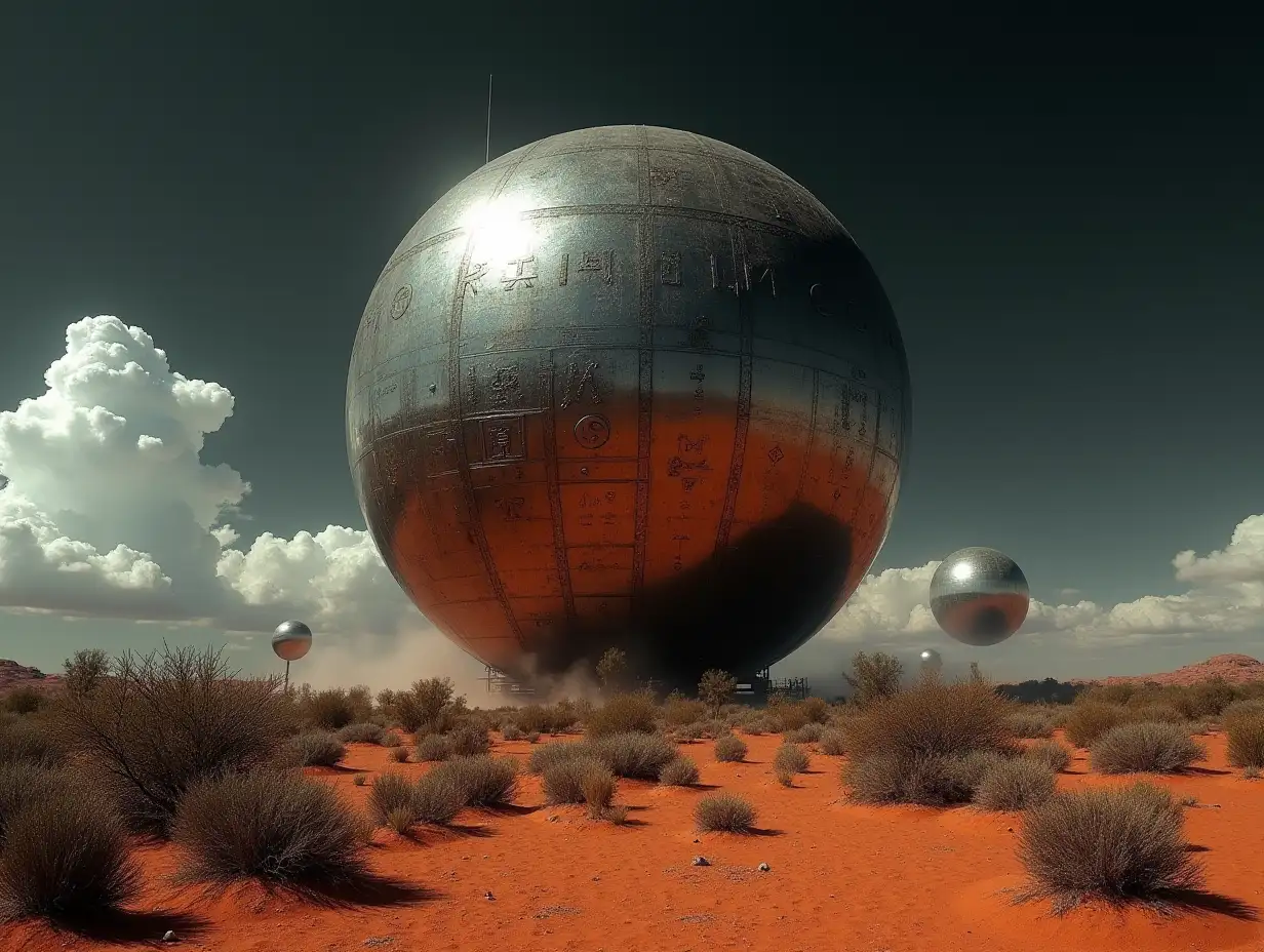 Massive-Chrome-Sphere-with-Ancient-Inscriptions-in-Australian-Desert