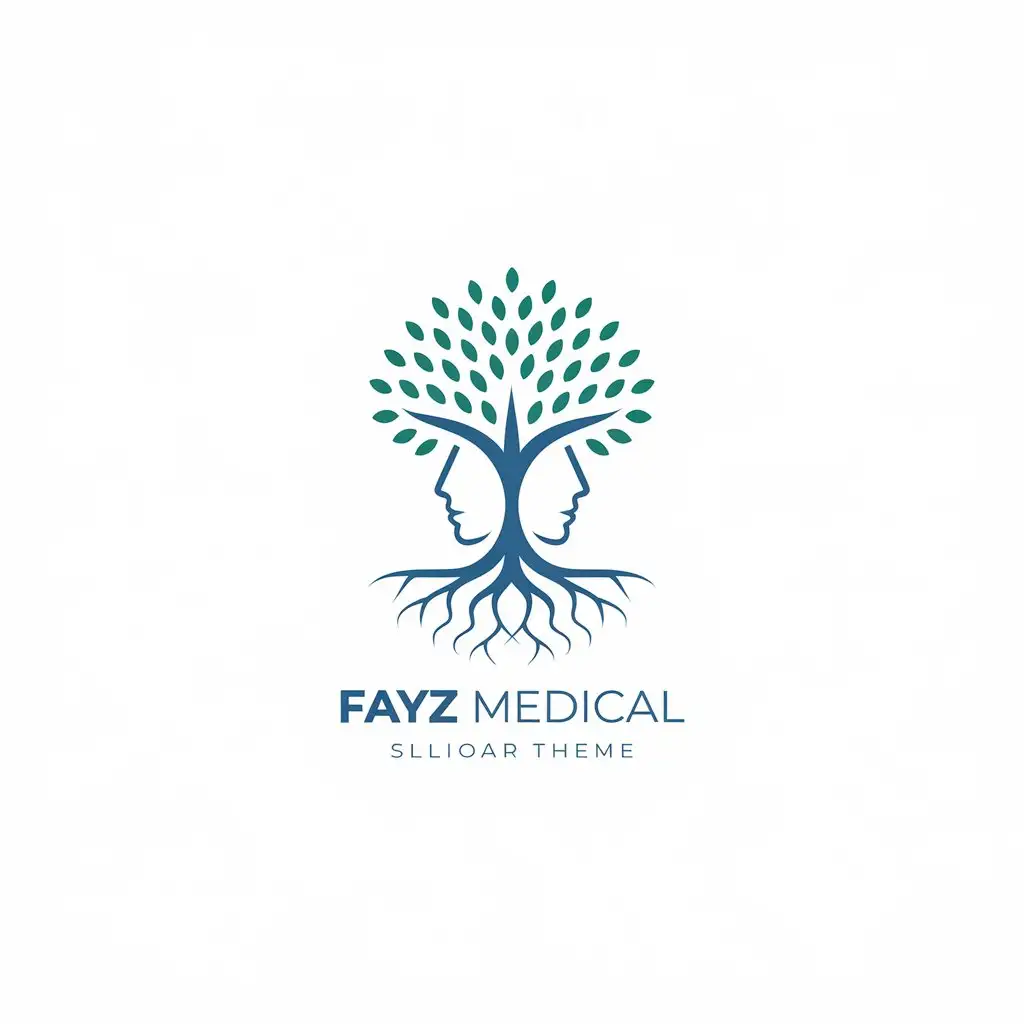 LOGO Design for FAYZ Medical Minimalist Tree Symbolizing Mental Health with Dual Perspectives