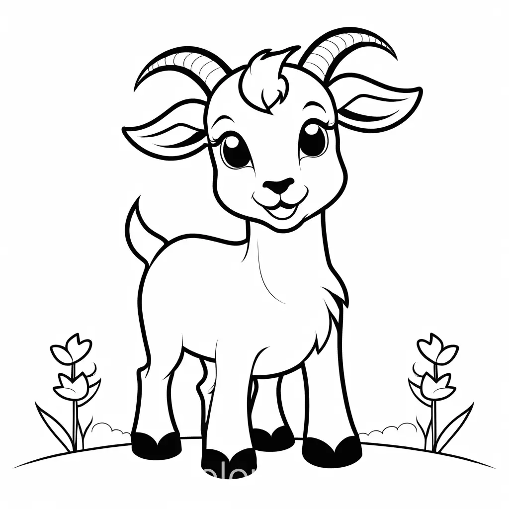 Cute-and-Clever-Goat-Coloring-Page-with-Ample-White-Space