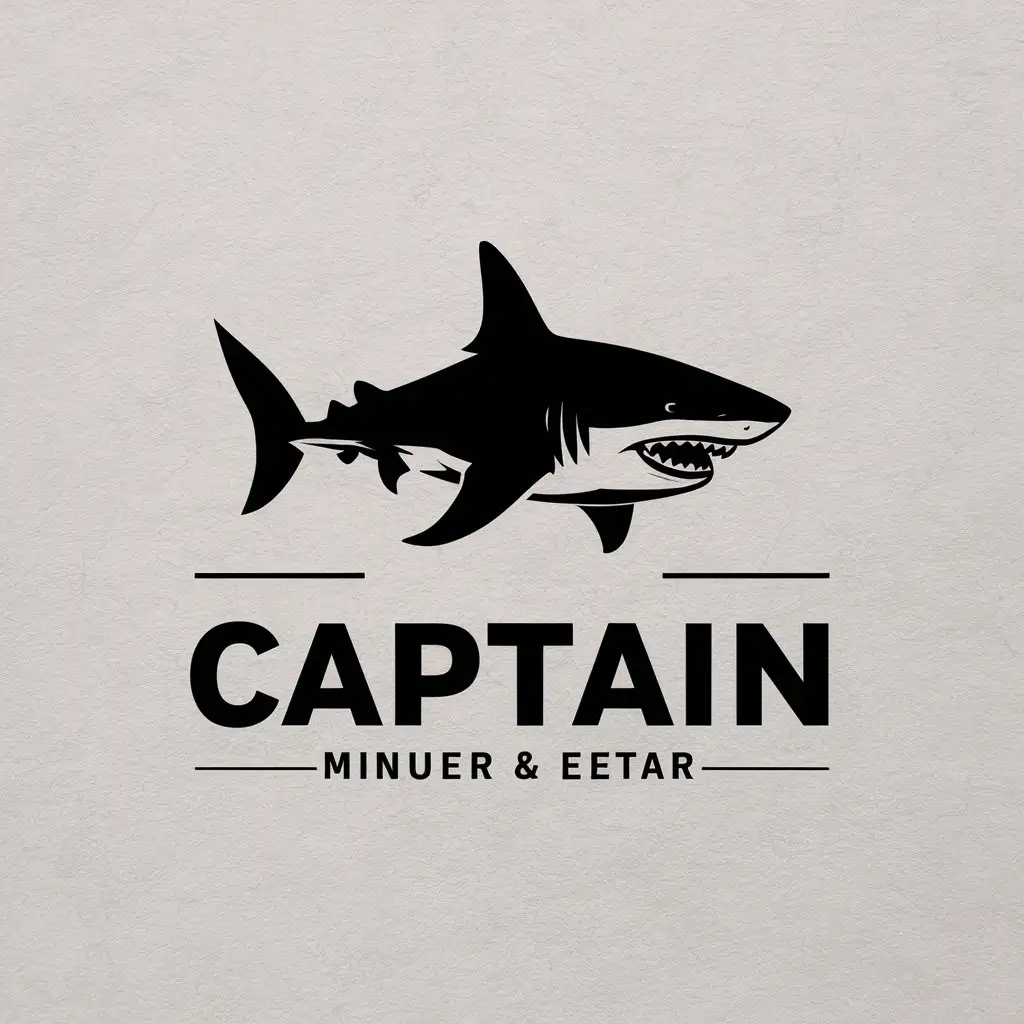 a vector logo design,with the text "CAPTAIN", main symbol:shark,Minimalistic,be used in Animals Pets industry,clear background