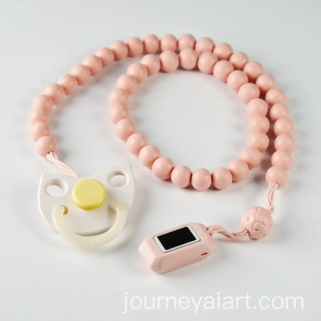 Soft-Pink-Silicone-Pacifier-Strap-with-GPS-Device-and-Clip