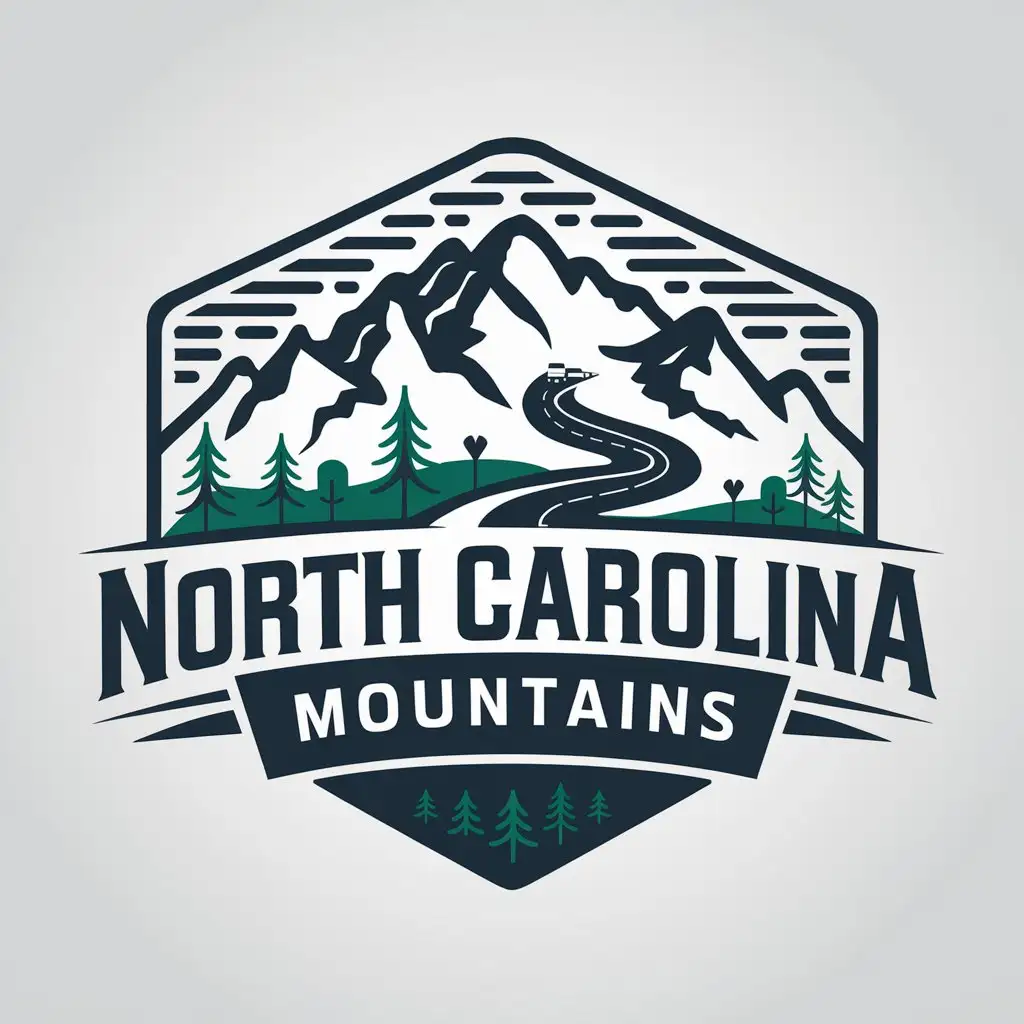 LOGO Design for North Carolina Mountains Vector Design with Mountains Trees and Complex Elements for the Travel Industry