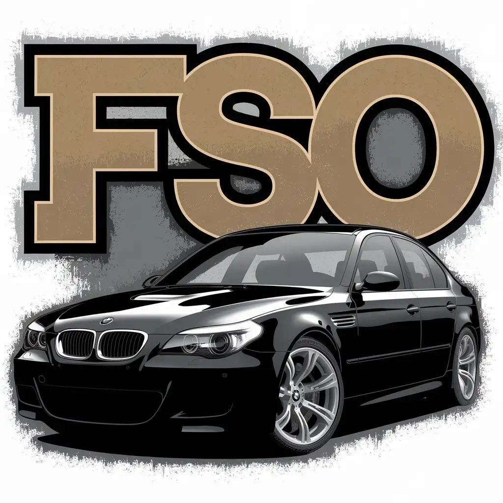 LOGO Design for FSO Black BMW M5 E60 in Graffiti Style with Clear Background