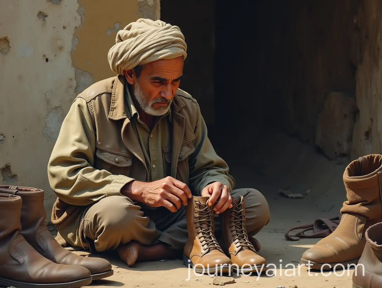 Shoemender-Yusra-Repairing-Shoes-in-a-Village-on-Slopes