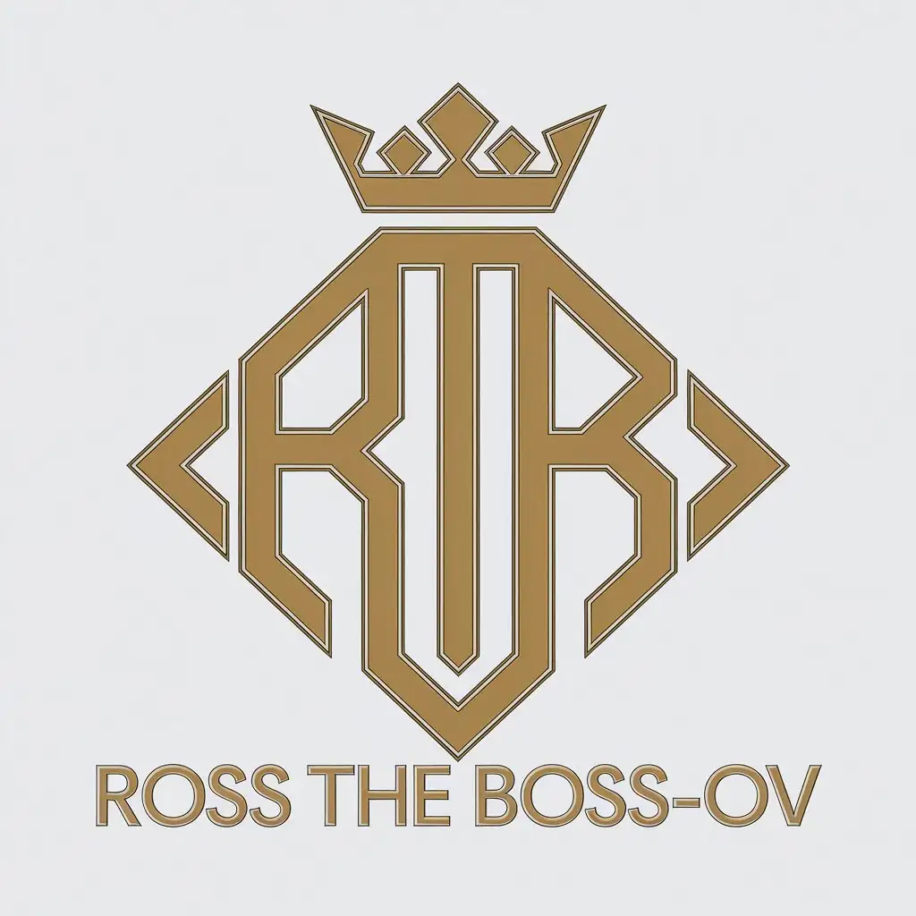 LOGO Design for Ross The BossOv Minimalist Monogram with Chic Luxury Aesthetic for UK Rappers Clothing Brand