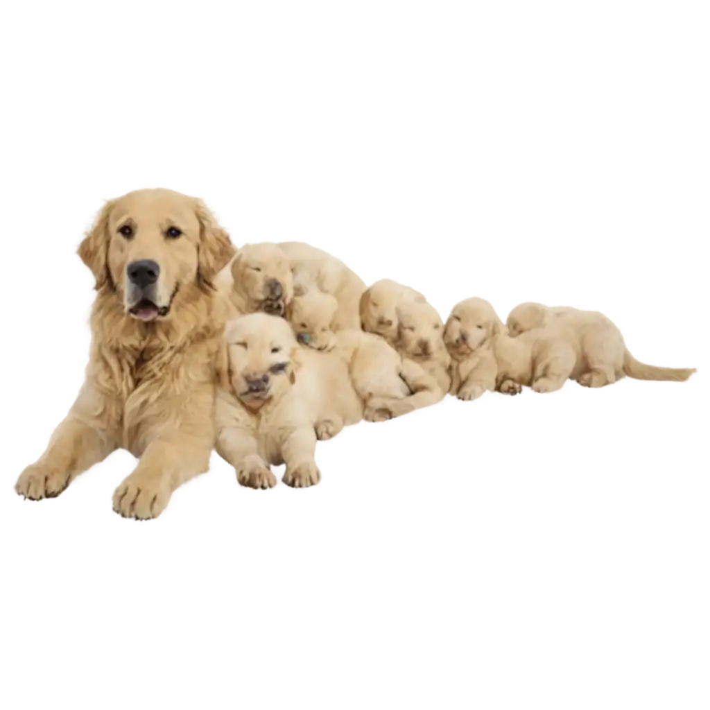 HighQuality-PNG-of-a-Golden-Retriever-with-Her-8-Puppies-Perfect-for-Animal-Lovers