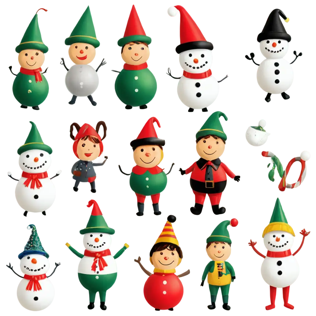 Festive-Christmas-Icons-PNG-Elves-Nutcrackers-and-Snowmen-for-Holiday-Designs