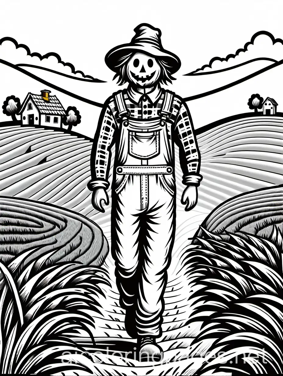 Scarecrow-Walking-Home-Coloring-Page