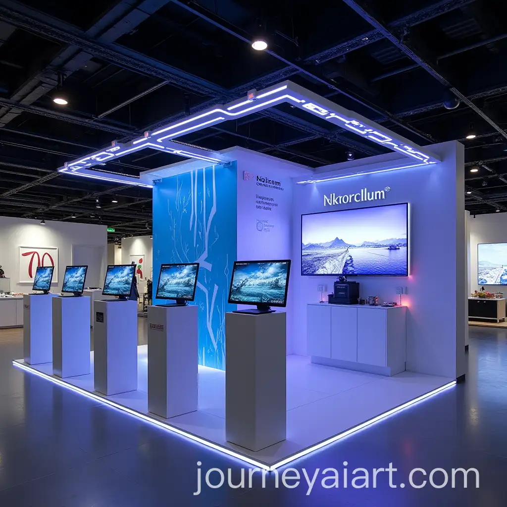 HighTech-Exhibition-Stand-with-LED-Lighting-and-Brand-Kiosks