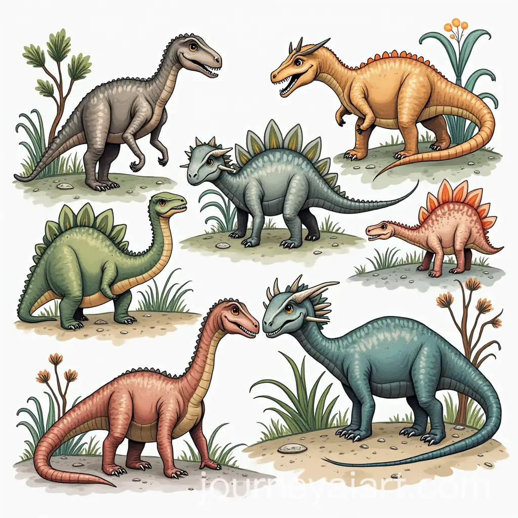 Coloring-Images-of-Dinosaurs-in-Various-Settings