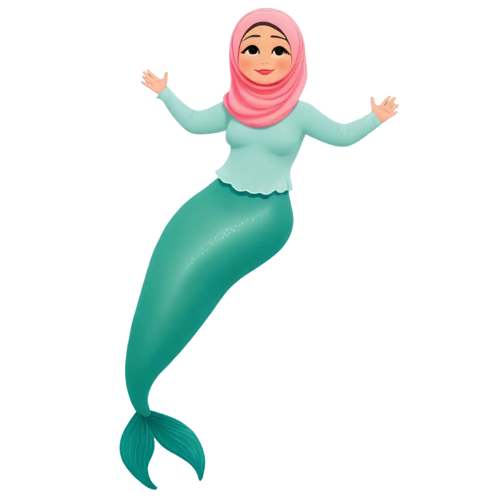 Colorful-Mermaid-in-Hijab-and-Long-Sleeves-PNG-Illustration-for-Diverse-Applications