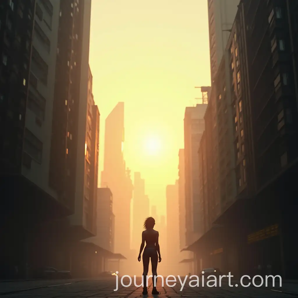 AI-Image-Prompt-ExpansionHeroic-Character-Standing-in-a-Foreign-City-at-Sunrise-with-Futuristic-Buildings