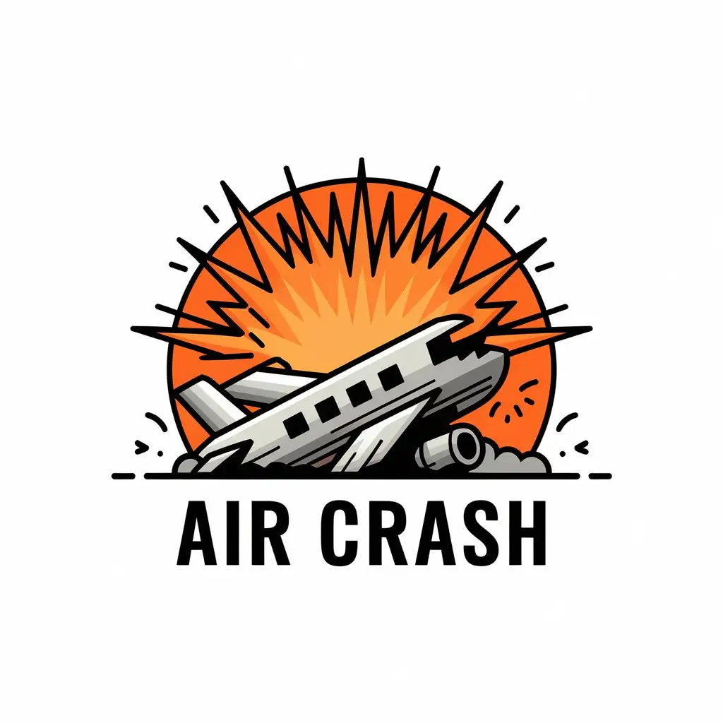 a vector logo design,with the text "Air Crash", main symbol:plane wreckage, explosion,Moderate,clear background