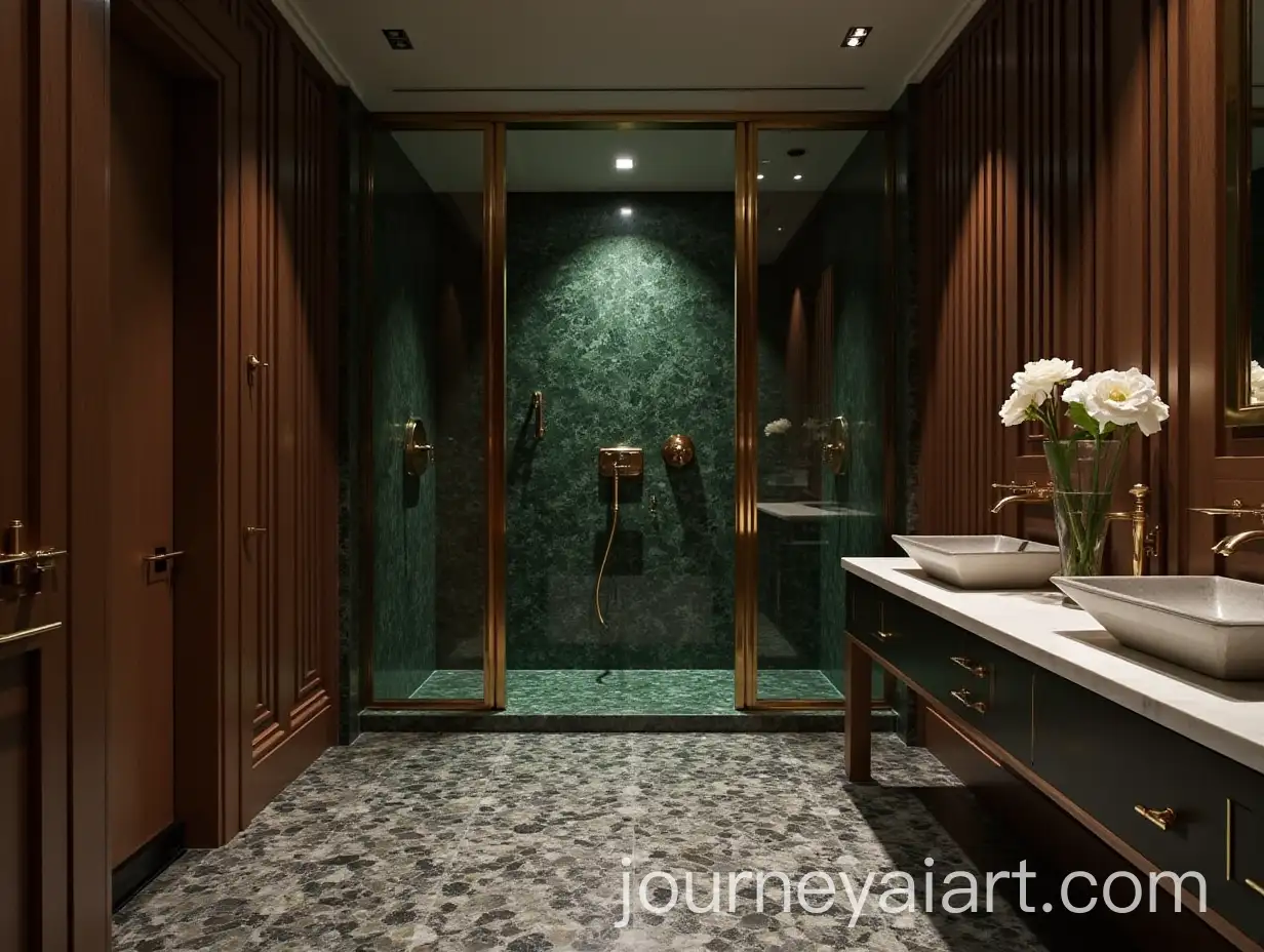 Elegant-Classic-Style-Bathroom-with-Green-Marble-Shower