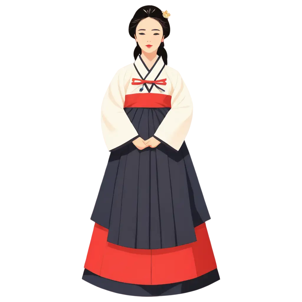 Illustration of a traditional Korean hanbok in a vibrant, colorful style, icon format